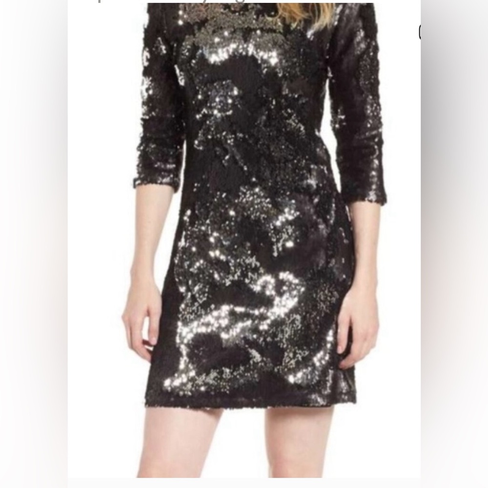 TROUVE Black/Silver Sequin Dress XL